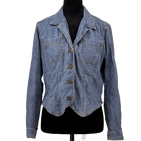Liz Claiborne Tops - Vtg Liz‎ Claiborne Denim Jacket Shirt Womens PM Western Cowboy Carter 90s